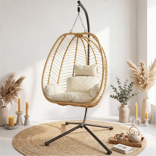 Hanging egg chair with stand - with,